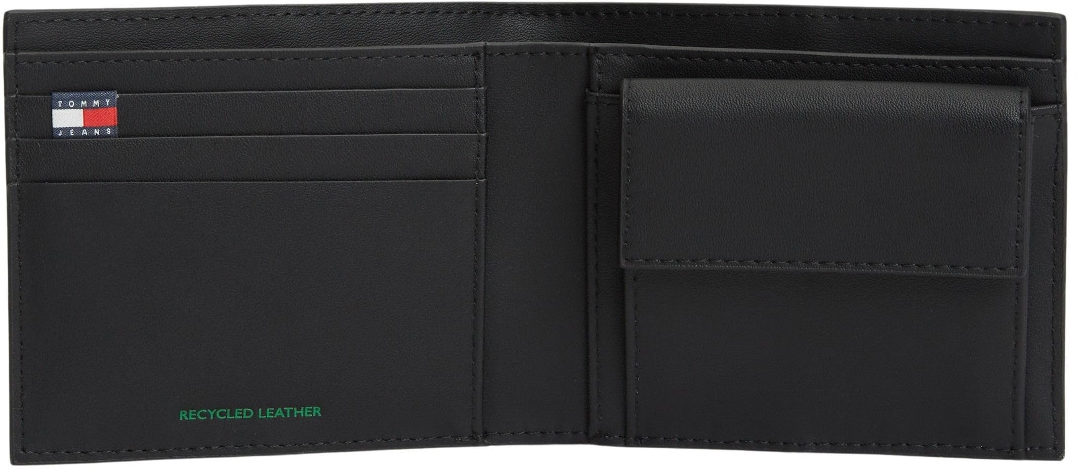 Tommy Jeans Herren Geldbeutel Heritage Leather mit Münzfach, Schwarz (Black), Einheitsgröße