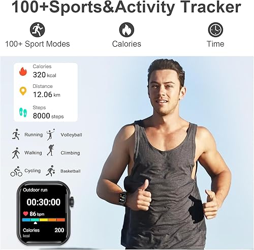 Miniatura 3 de Relojes inteligentes para hombres y mujeres con pantalla HD de 1.83 pulgadas, reloj inteligente de seguimiento de actividad física para teléfonos