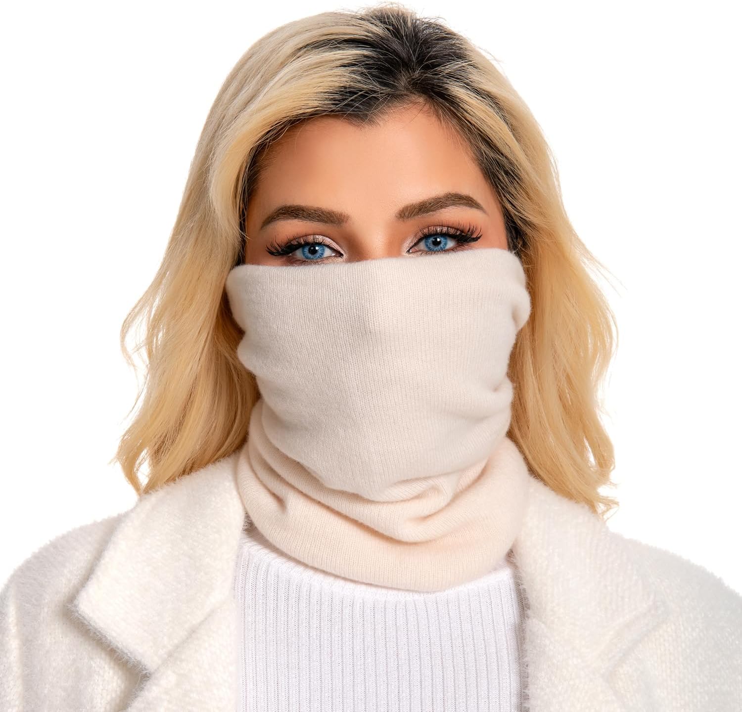 100% Merino Wool Neck Gaiter for Men Women Kids, Double Layer Wool Neck Warmer Winter Face Mask Skiing Hiking Cycling