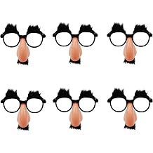 VIGUEUR 6PCS Novelty Disguise Glasses Set, Big Nose Eyeglasses with Eyebrows and Mustache