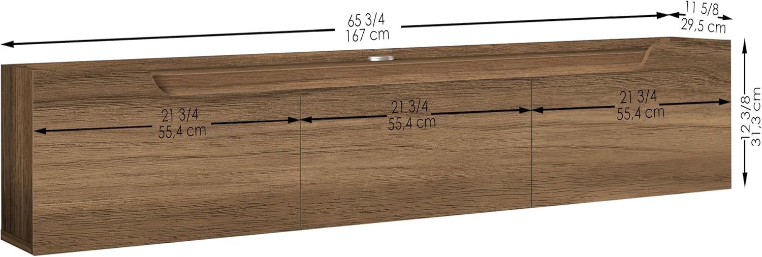 Atelier Mobili Floating TV Stand for 75 Inch TVs, Modern Entertainment Center with Cable Management,Elegant TV Stands for Living Room, Stylish Modern TV Stands (Walnut) - Image 8