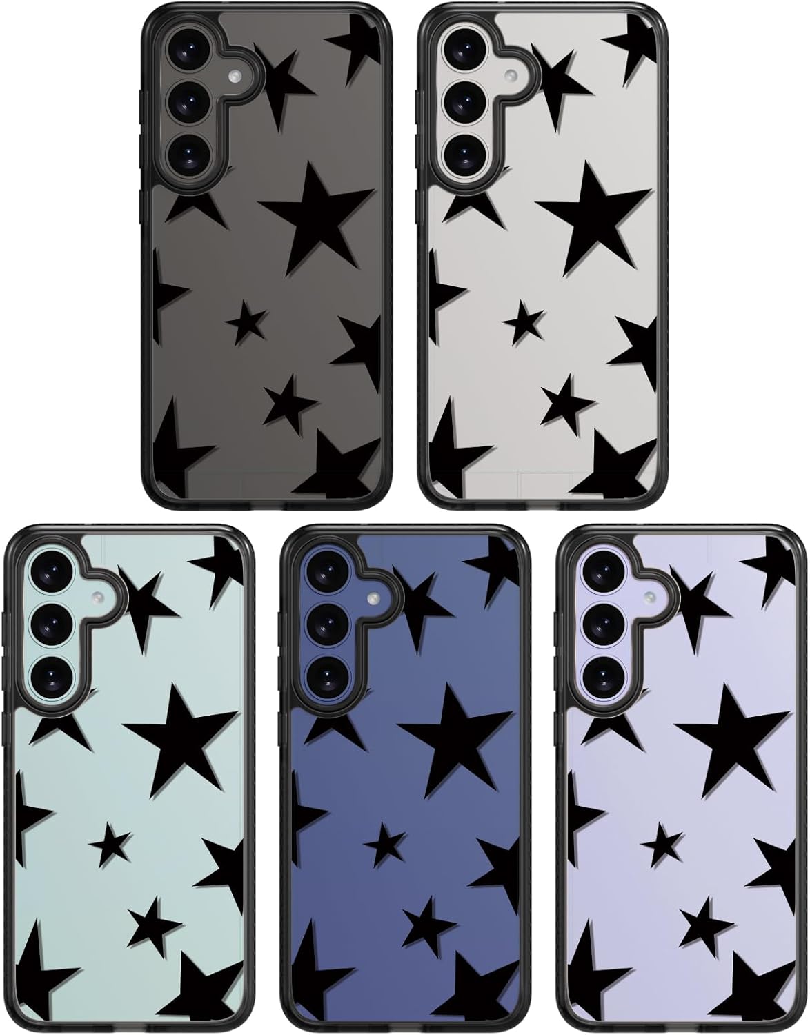 Rosarnnah for Samsung Galaxy S25 Case, Trendy Five-Pointed Star Pattern | Slim Anti-Slip Shockproof Cover | 6.6ft Drop Tested Retro Celestial Phone Case for Women Girls | 6.2 inch