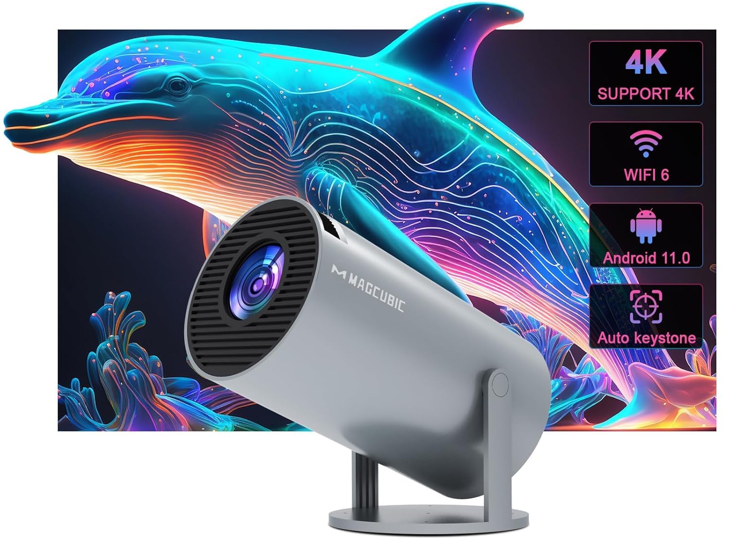 New Year Sale Bigasuo Mini Projector 4K 1080P Supported, 15000 Lumen Porta...