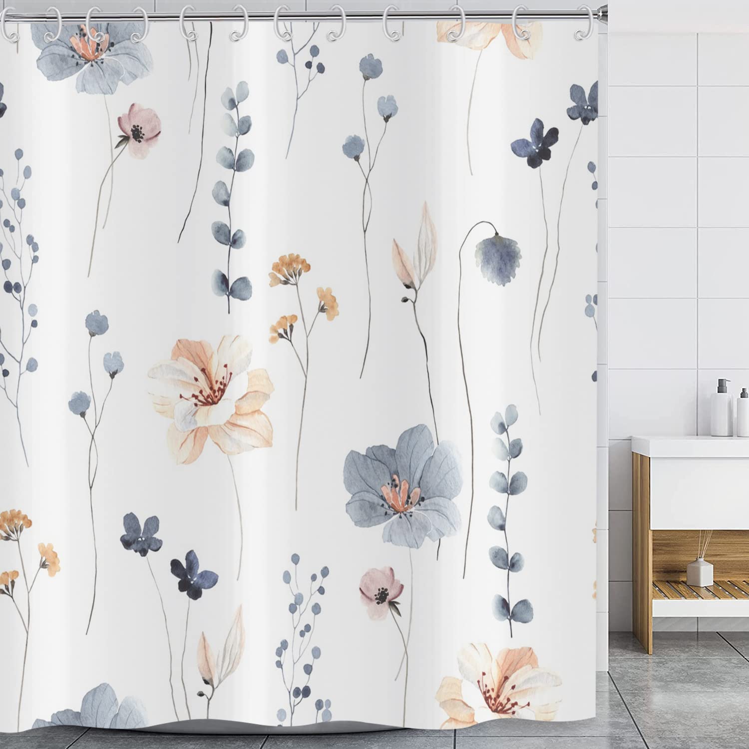 KnSam Duschvorhang Mit Blumen Design - Wasserdicht & Stylisch