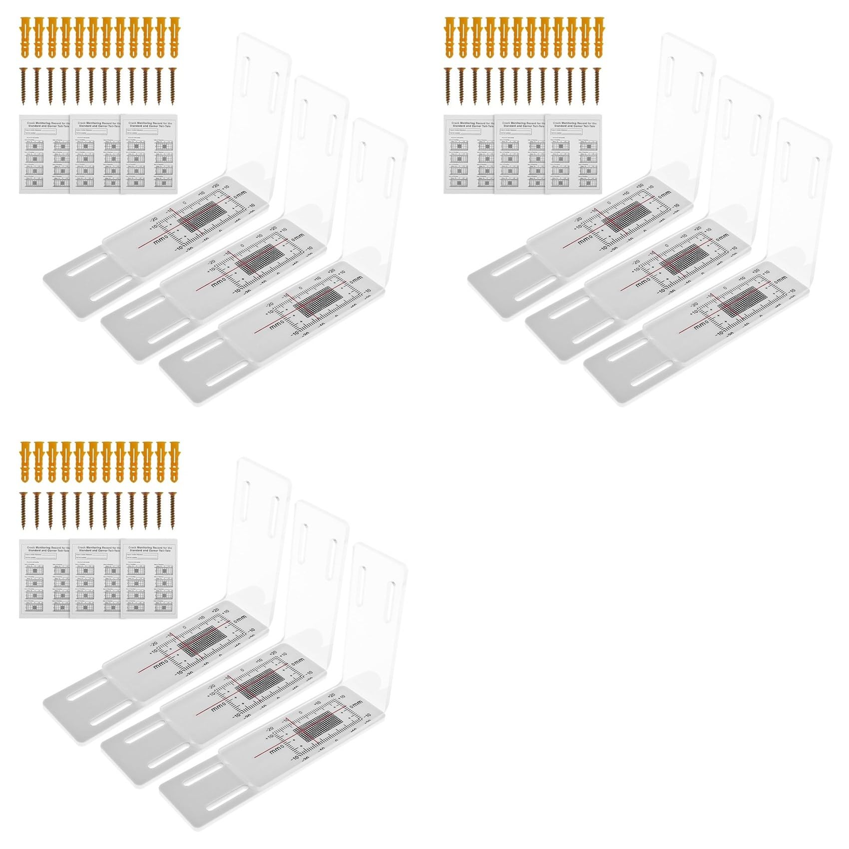 Jnchdghwa As Shown 9 Pcs Crack Monitor, Crack Monitoring Record, Concrete Crack Monitor, Corner Crack Monitor, For The Standard And Corner