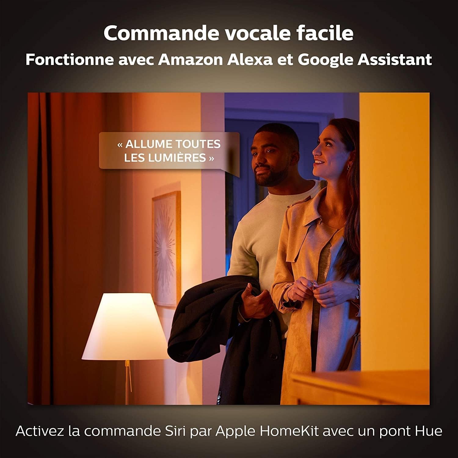 Philips Hue White & Color Ambiance, lampe Bloom, 4ème génération - Noir, compatible Bluetooth, fonctionne avec Alexa, Google Assistant et Apple Homekit