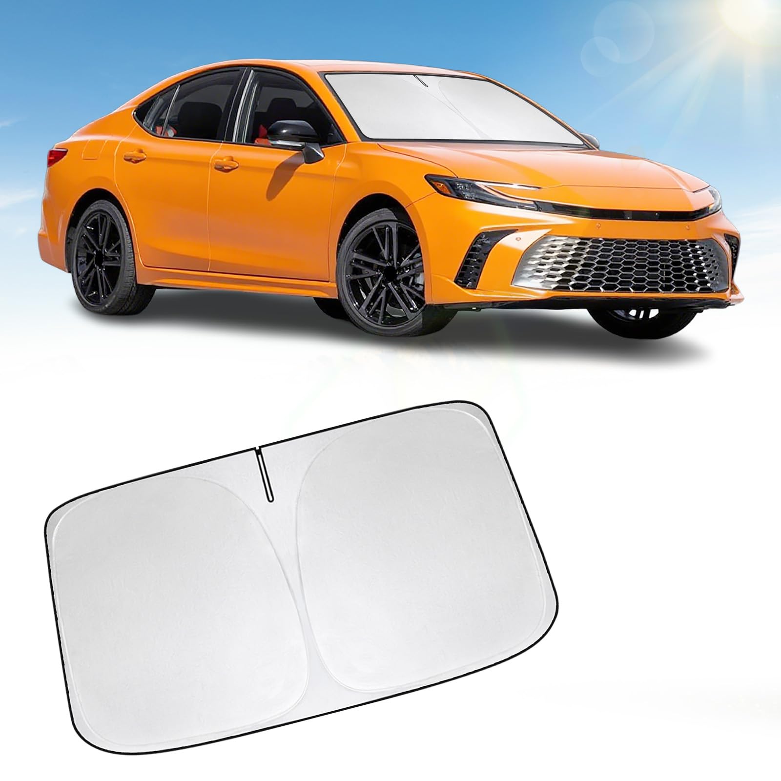 Windshield Sun Shade for Toyota Camry 2018-2024 2025 2026 Sun Visor Protector Blocks UV Rays Foldable Front Window Sunshade for Camry Accessories
