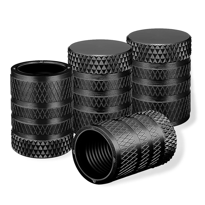 车用铝合金气门嘴盖 4个装 通用适用 SUV汽车自行车摩托车卡车黑色