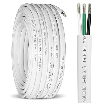 14/3 Marine Wire 14 Gauge Marine Grade Wire 14 AWG Triplex Tinned Copper Boat Cable, 14 Gauge OFC Oxygen Free Copper Cable for Automotive RV Boat Speaker Solar Outdoor - 70ft