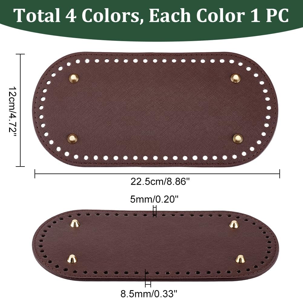 PH PandaHall 8pcs Crochet Bag Bottoms, 9.8 x 4.7" 10 x 4.7" Oval Purse Bottom for Crochet Leather Bottom Shaper Pad for Bags Cushion Base DIY Crochet Bag Making