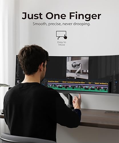 Miniatura 4 de Soporte de escritorio con brazo para monitor de alta resistencia para monitores curvos ultraanchos de 34 a 49 pulgadas, soporta 14-38 libras,