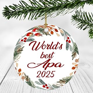 Family Ornament 2025 Gift for APA Ornament - World's Best APA - Xmas Tree Decorations, Christmas Ornaments 3 Inch Plastic Flat for Tree