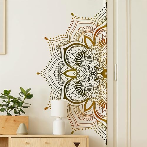 Miniatura 5 de Calcomanías grandes de mandala para pared, calcomanías de pared florales para despegar y pegar, calcomanía de PVC extraíble para fondo, sala de