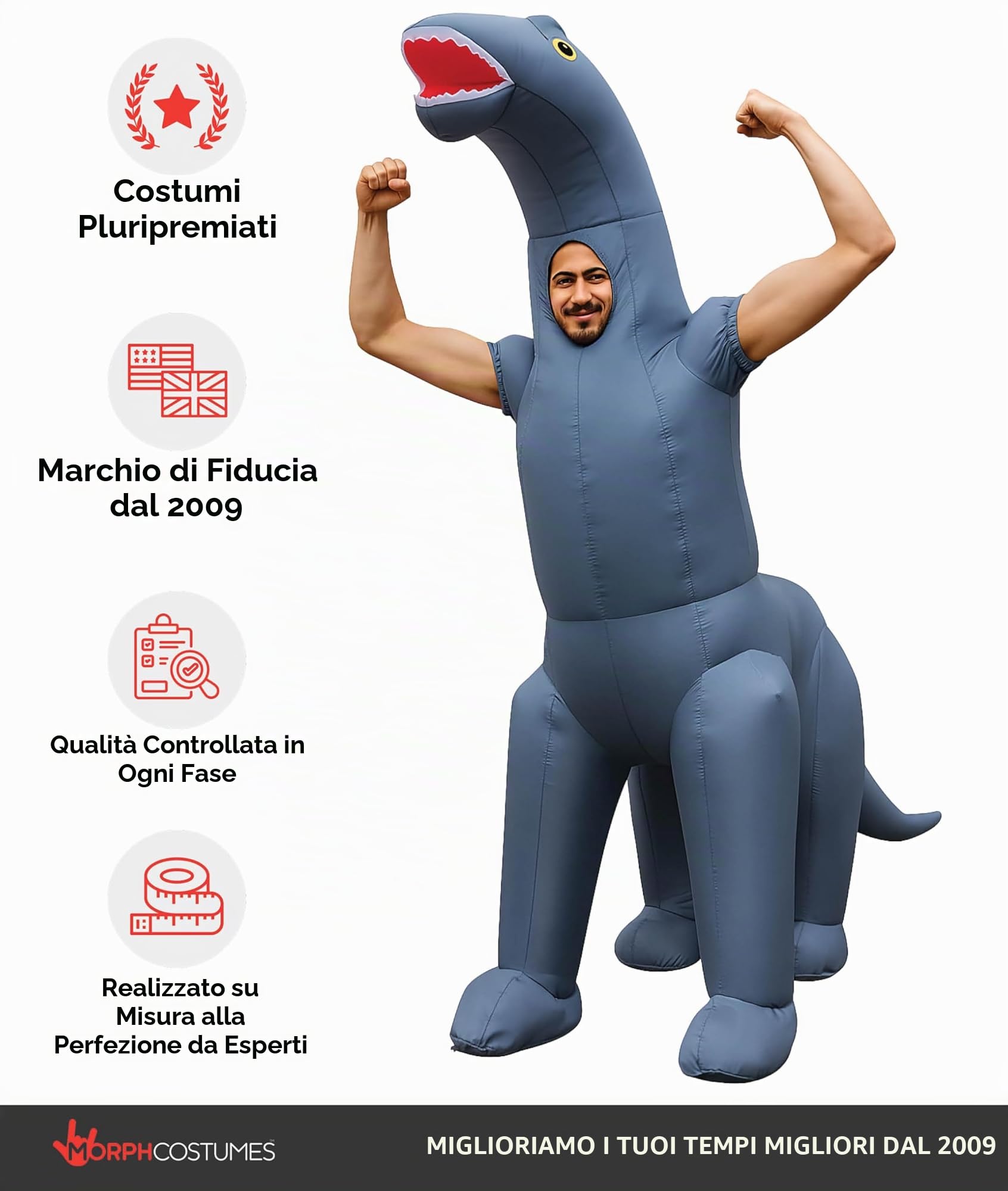 Costume Gonfiabile Dinosauro Adulti, Vestito Carnevale Halloween Divertente