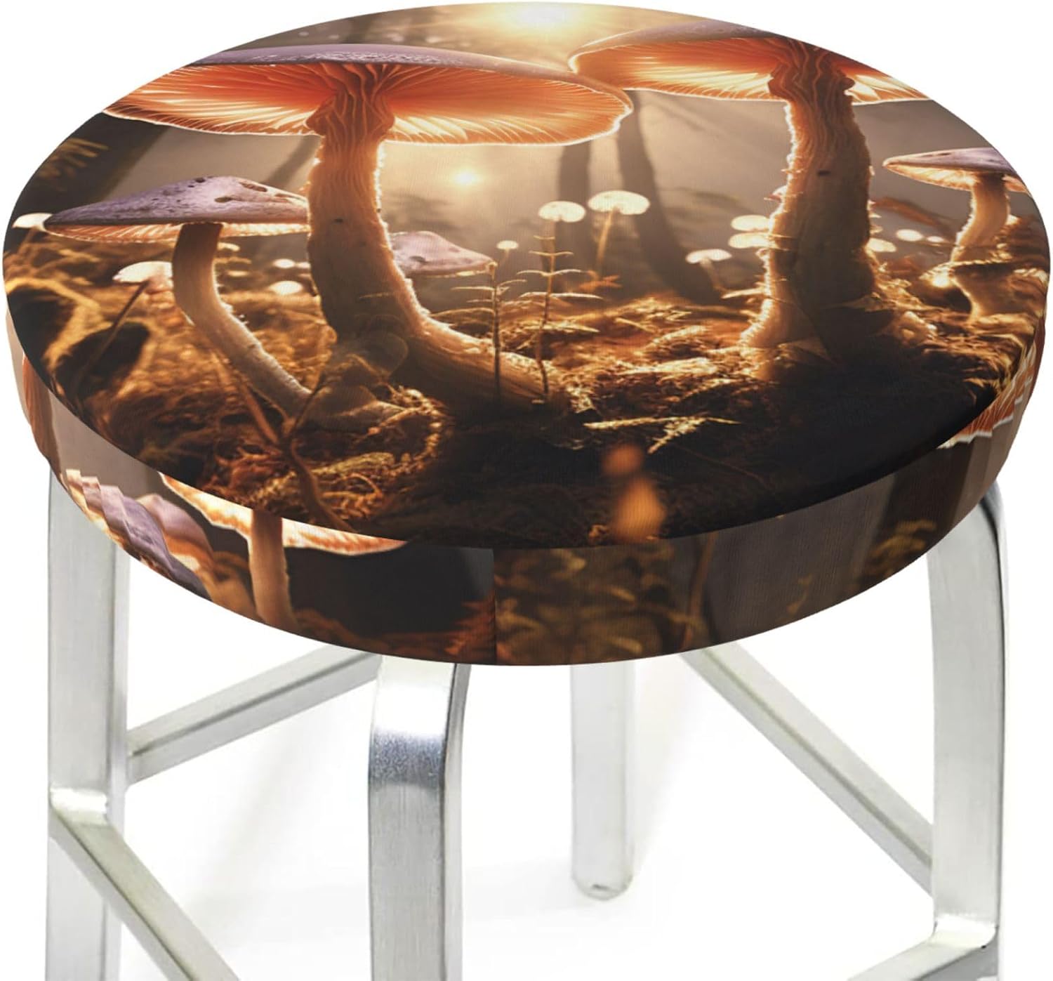 Bar Stool Cover Round Elastic Stool Cushion Covers Mushroom Bar Chair Cover Washable Stool Cushion Slipcover Stretch Stool Seat Covers for 12-14 Inch Chair