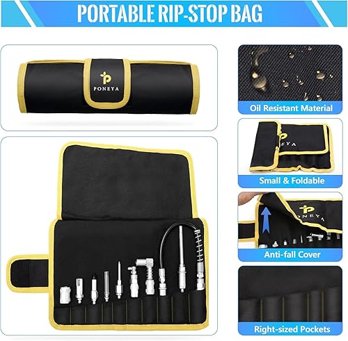 Miniatura 6 de 9 acopladores de pistola de engrase, kit de accesorios de engrase de conexión rápida con puntas de pistola de engrase, manguera flexible de 12