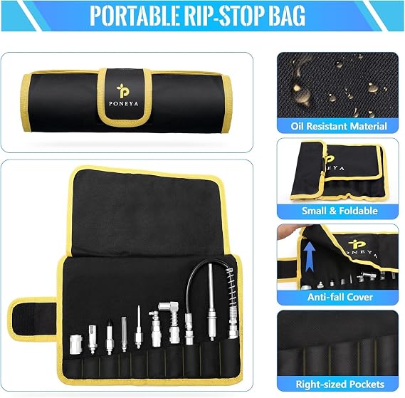 9 PCS Grease Gun Couplers, Quick Connect Greasing Accessory Kit