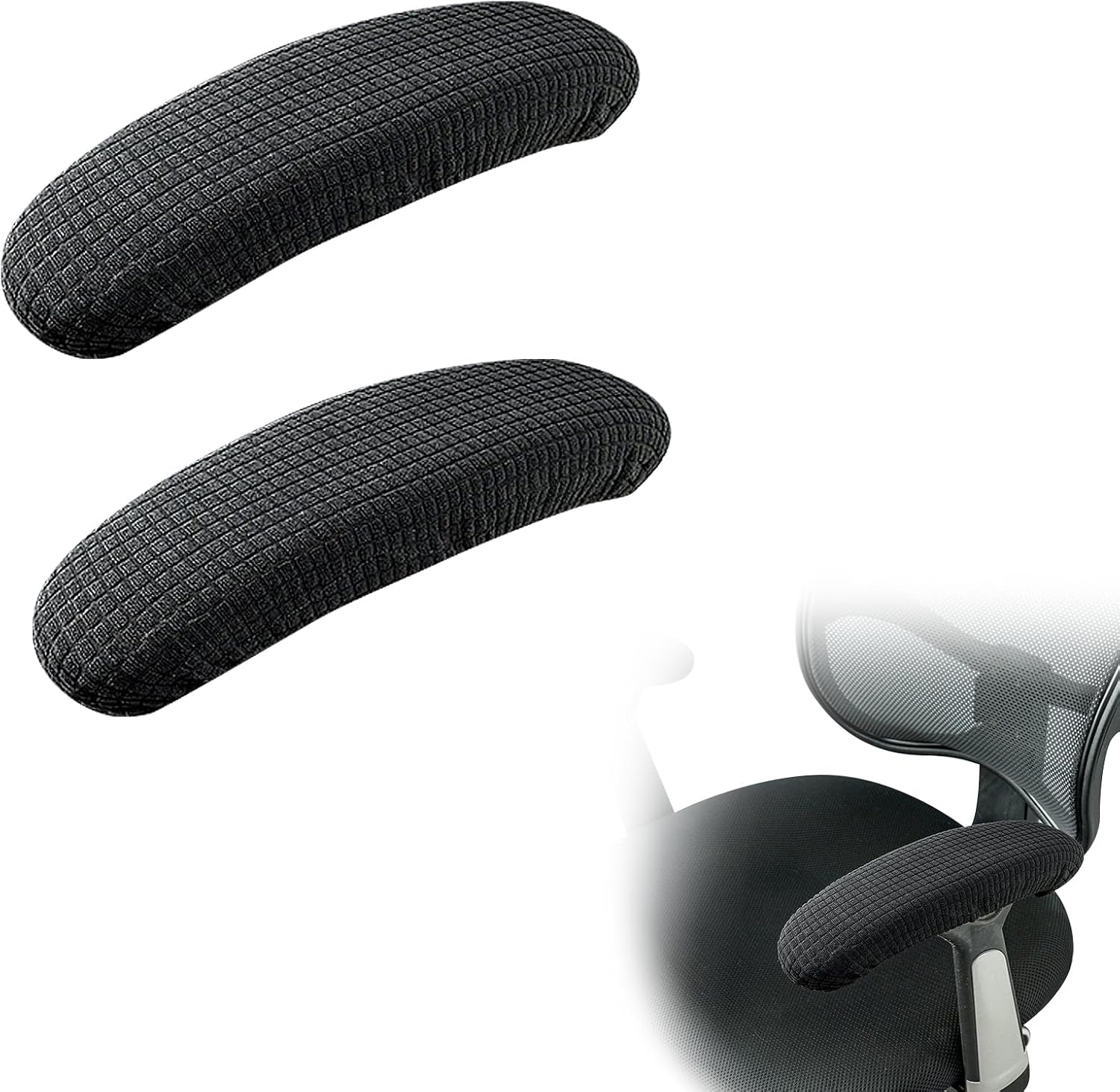 2 Pack Washable Office Chair Armrest Covers, Removable Elastic Office Chair Armrest Slipcovers, Office Seat Hand Rest Protector for Desk Chairs and Gaming Chair Arm (Black)