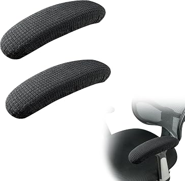 2 Pack Washable Office Chair Armrest Covers, Removable Elastic Office Chair Armrest Slipcovers, Office Seat Hand Rest Protector for Desk Chairs and Gaming Chair Arm Black