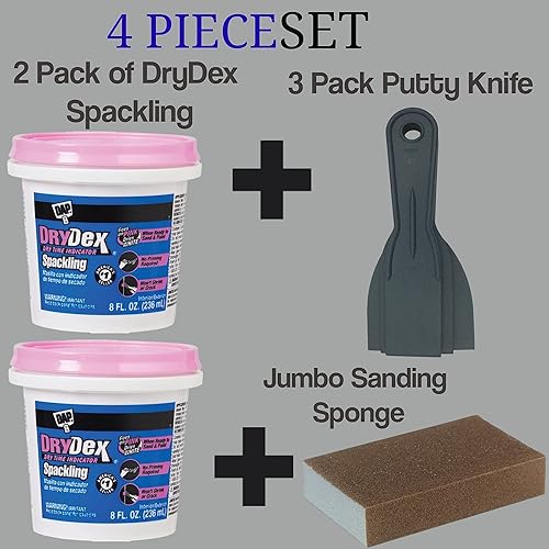 Miniatura 7 de Do it Best Kit de reparación de paneles de yeso, DAP Drydex (paquete de 2) - Parche compuesto para juntas - Llenador de agujeros de uñas, masilla de