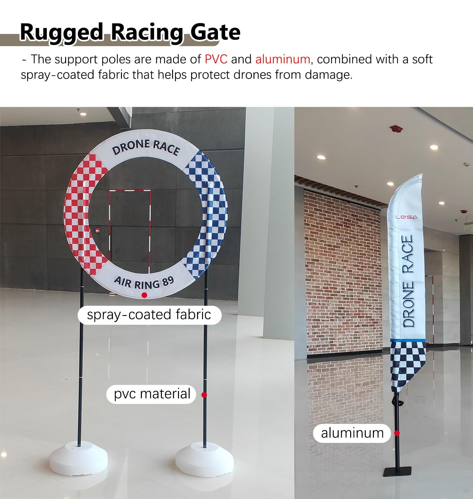 Drone Racing Gate Professionelles FPV Drohnen Renn Tor Set, RC Hubschrauber Übungsstrecken, Renn Luft Ringe + Bogen Hindernisse + Banner Flaggen + Landeplatz(Style a)