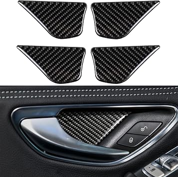 NVCNX Carbon Fiber Compatible with Mercedes-Benz W205 C300 C400 C450 C43 C63 AMG 2015-2023 / GLC 300 43 63 AMG 2016 2017 2018 2019 2020 2021 2022 Accessories Door Handle Cover Interior Trim Sticker