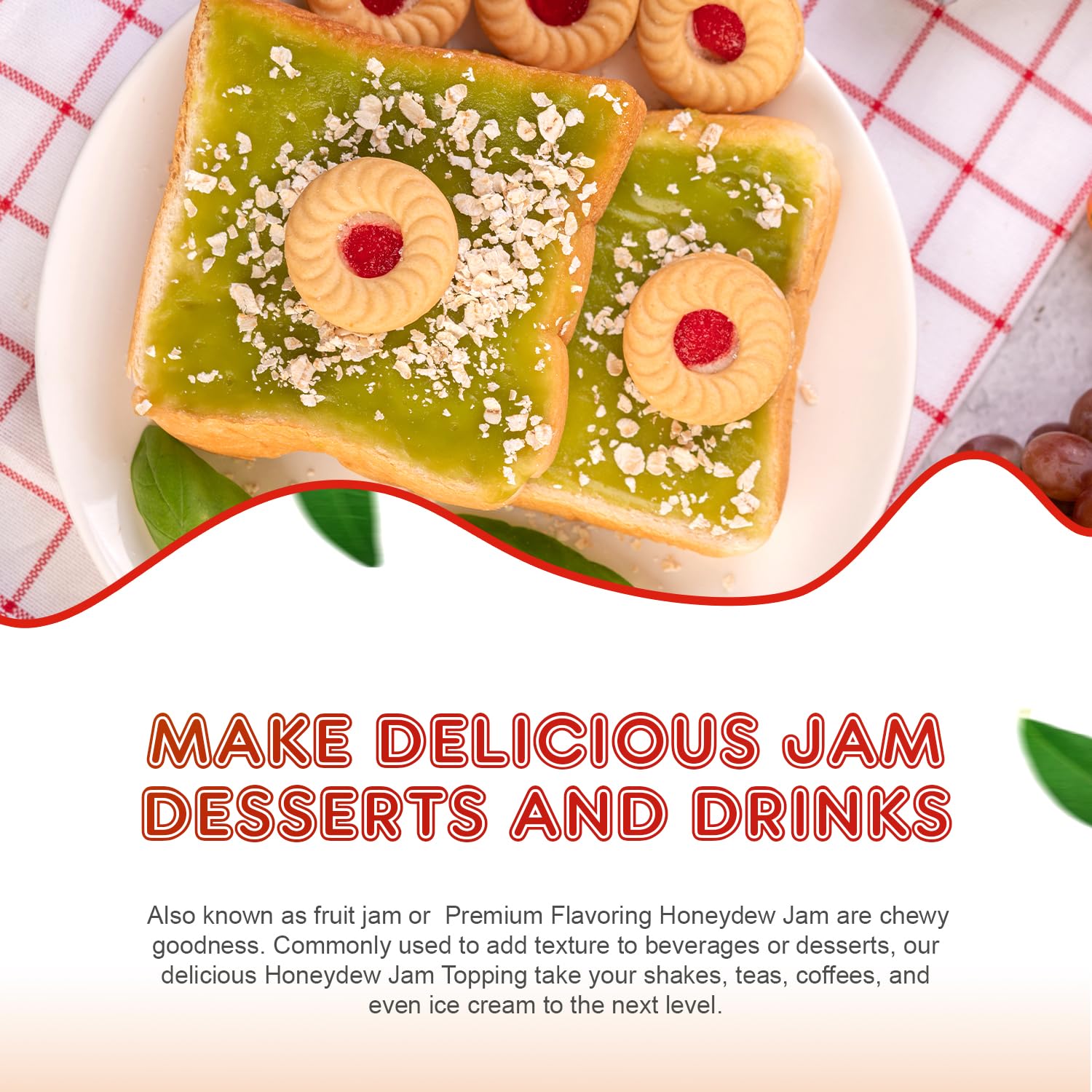 Fanale Premium Flavoring Jam for Bubble Tea | Honeydew Flavor Fruit Jam | for Boba Tea, Smoothie Paste, Slushes, Desserts | 9 pound | JAM005