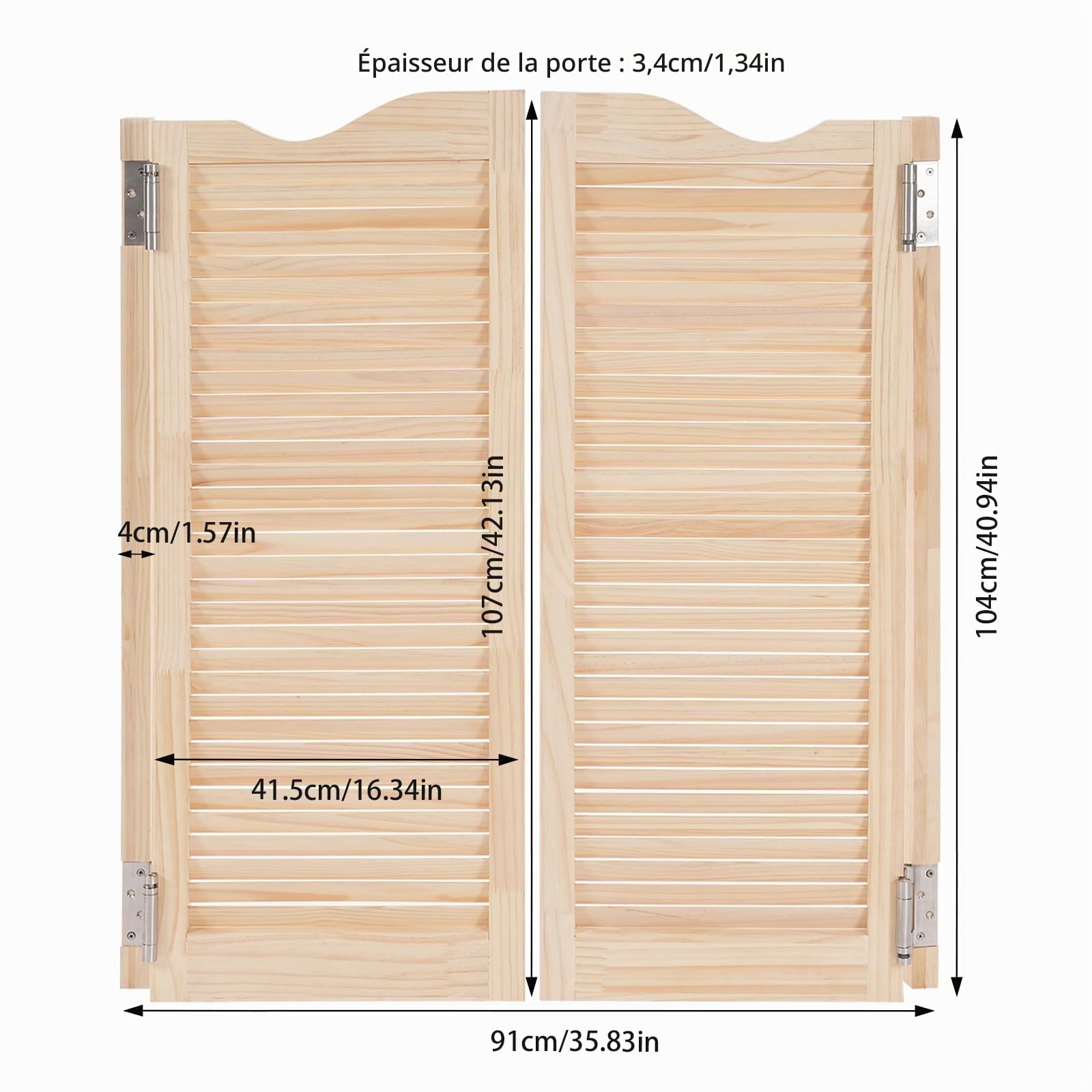 Portes battantes de café, porte battante de saloon, porte à pivot en bois Porte battante pour cloison de comptoir, portes pivotantes pour séparation de comptoir, terrasse, entrée de jardin (couleur