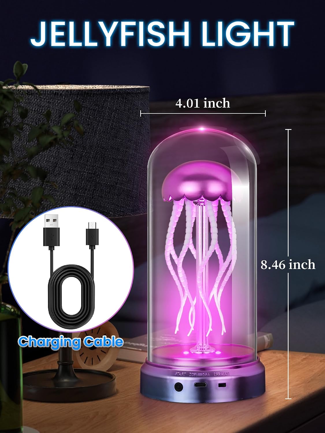 Jellyfish Lamp LED Mood Lamps 7 Color Changing Night Light with Electric Dancing Tentacles USB Rechargeable Cool Lava Light Unique Gifts for Office Game Room Desktop Décor, Blue