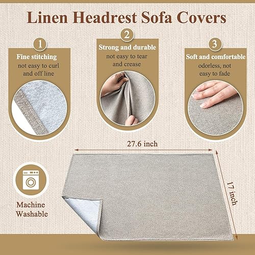 Miniatura 2 de Protector de reposacabezas reclinable, 2 fundas para reposacabezas para silla reclinable, protector de cabeza de sofá, reposacabezas reclinable,