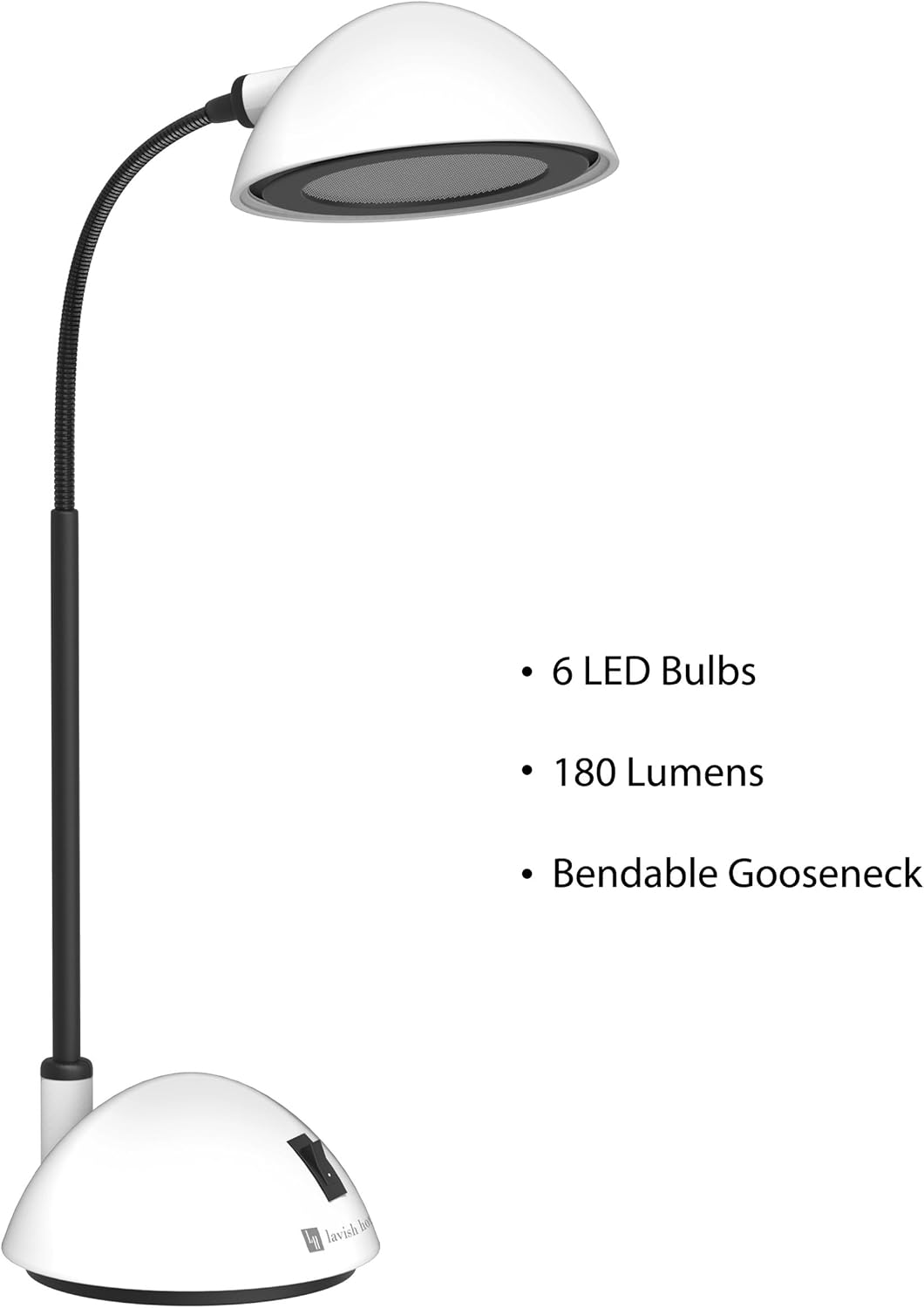 Lavish Home Bright Energy Saving LED Desk Lamp, White (21")