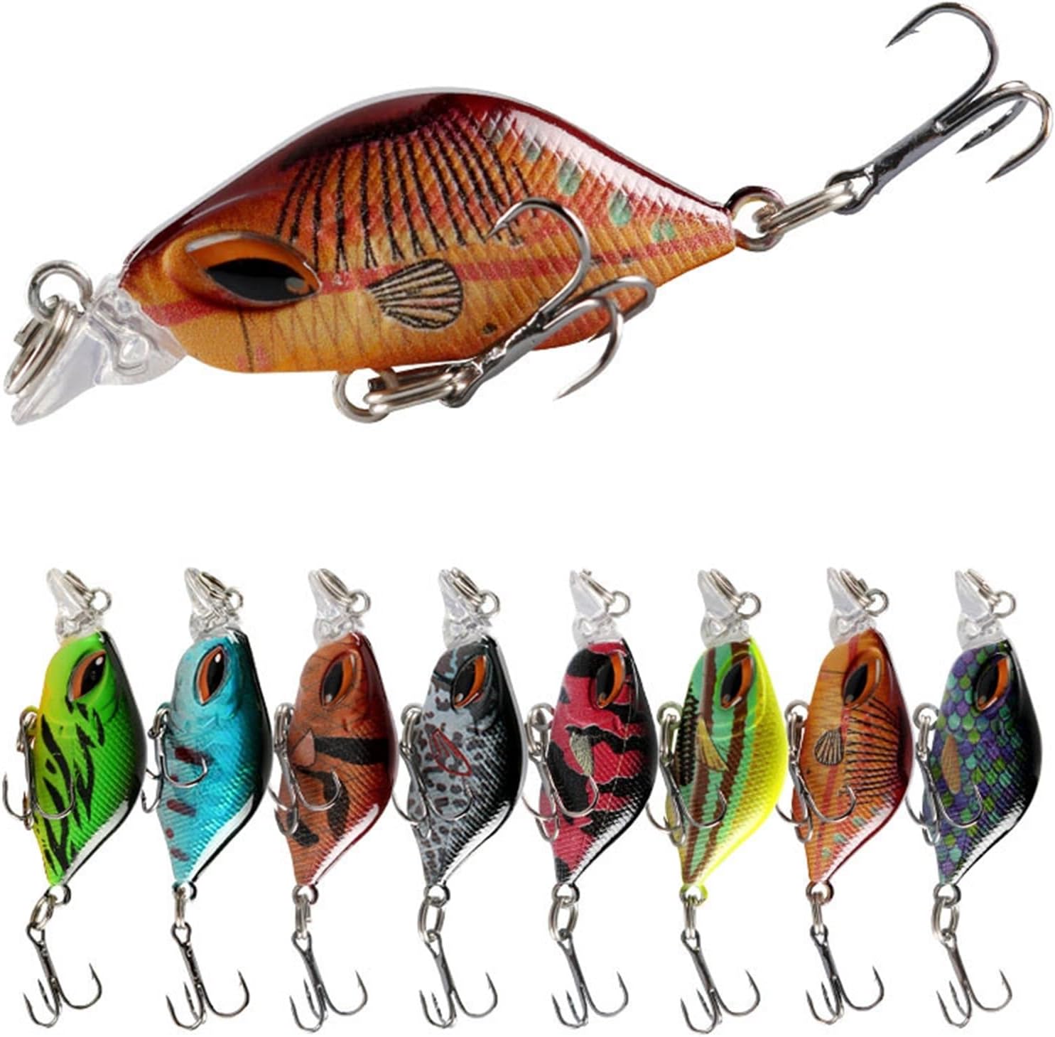 10Pcs 4cm 3.5g Sinking Crankbaits Bass Fishing Lures Minnow Wobblers Artificial Lifelike Hard Bait with Trident Hook Bass Carp Pike Fishing Tackle
