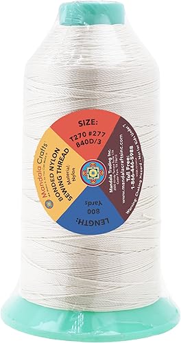 Miniatura 187 de Mandala Crafts Hilos de coser resistentes de nailon consolidado, hilo para tejer jeans de cuero, hilos de tapicería marina al aire libre, Beige