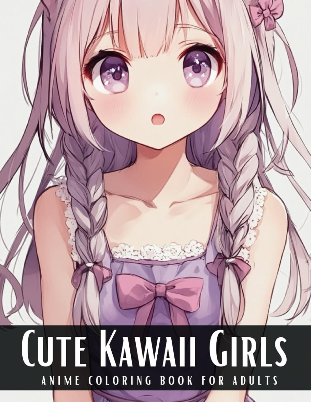 Anime Coloring Book for Adults: Cute Kawaii Girls: Large Print Stress Relief and Mindfulness Colouring Designes for Manga Art & Anime Enthusiasts Perfect for Relaxation and Anxiety Relief - 50 Pages