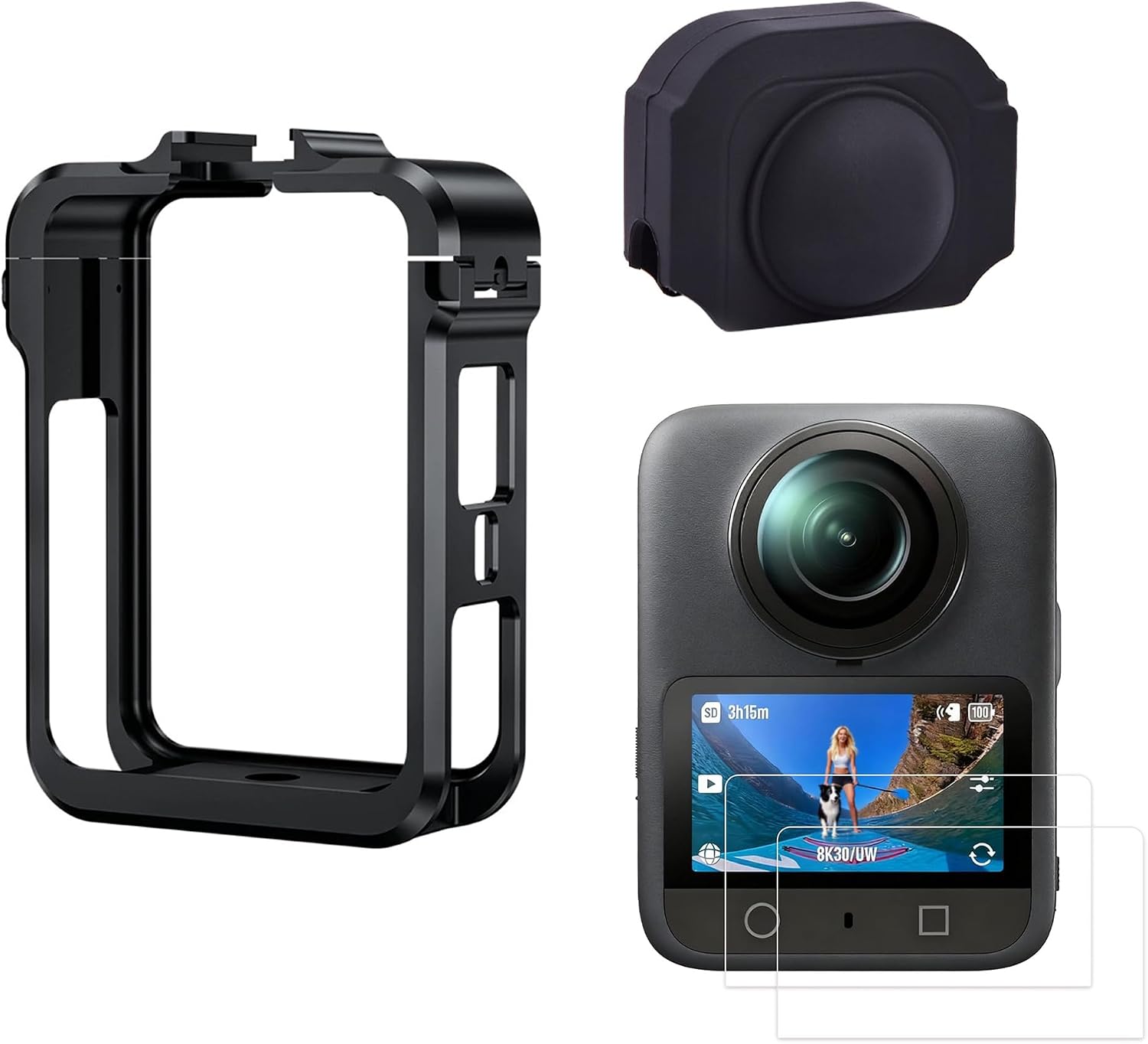 Metal Case for DJI Osmo 360 Accessories, Aluminum Camera Cage with Multiple Expansion Mount, Osmo360 Safty Lock Protective Frame with Lens Cap