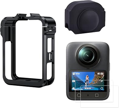 حافظة معدنية لملحقات DJI Osmo 360، قفص كاميرا من الألومنيوم مع حامل توسعة متعدد، إطار حماية Osmo360 Safty Lock مع غطاء عدسة