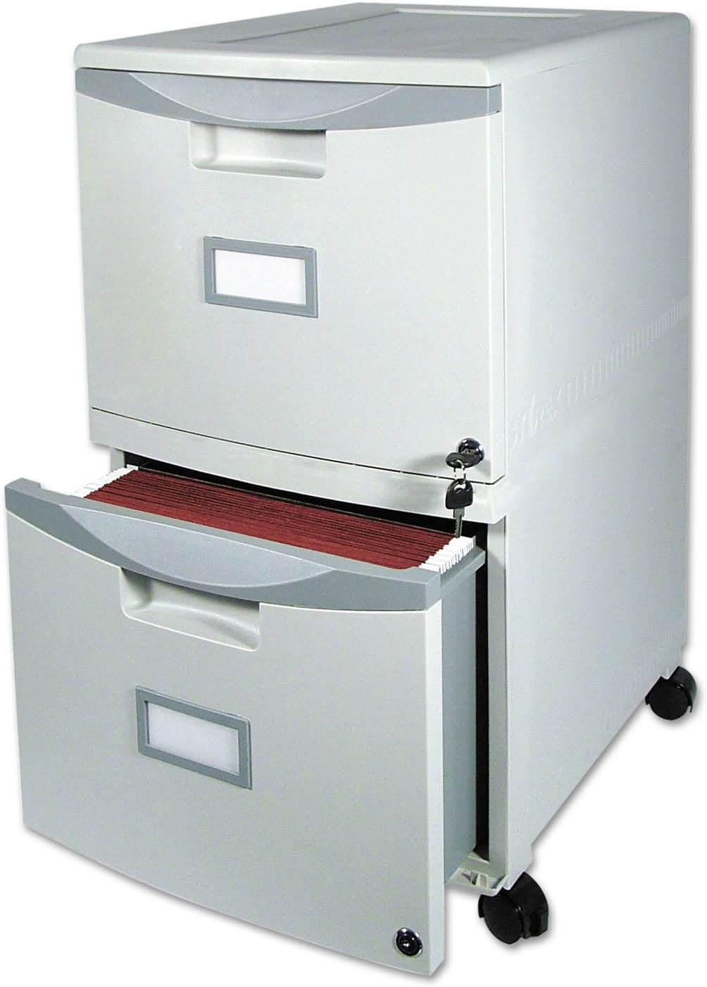 Storex 61301B01C Two-Drawer Mobile Filing Cabinet 14-3/4w x 18-1/4d x 26h Gray
