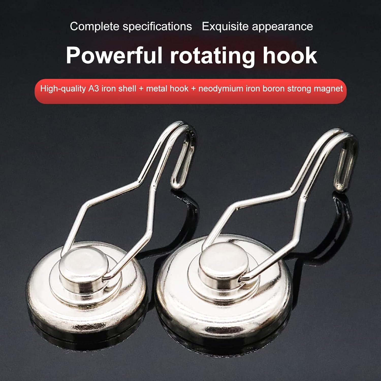 Swivel Swing Magnetic Hook Neodymium Magnet Hook 145LB with Rust Proof for Indoor Outdoor Hanging Refrigerator 4 Pack,42
