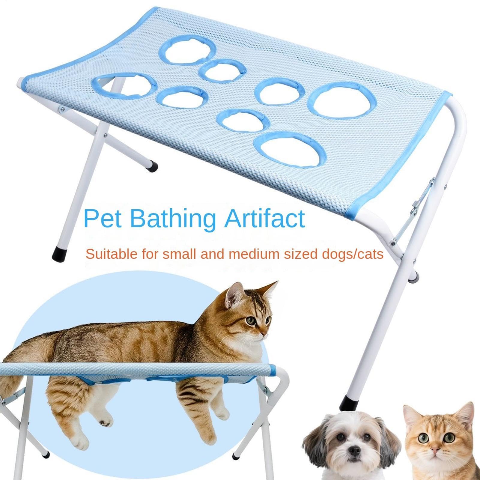 Hamaca de Aseo para Gatos Mesa Transpirable De 8 Orificios | Sujeción Para Perros Para Corte De Uñas para Mascotas Pequeñas y Medianas Baño en Casa Corte Pelo Cuidado Uñas Dientes