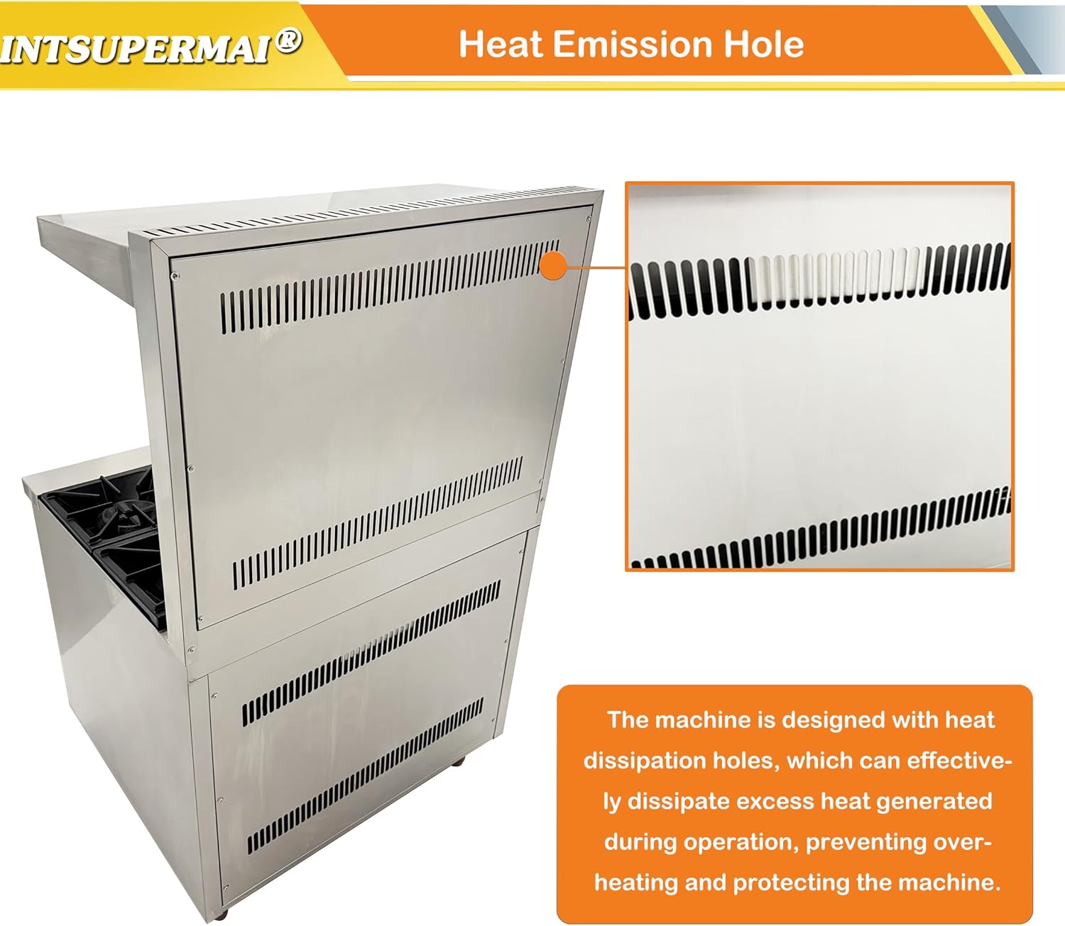 INTSUPERMAI ​Heavy-Duty Commercial Gas Range with 6 Split-Level Burners & NG/LPG Dual Fuel - Stainless Steel Clay Pot Stove for Tea Houses, Fast Food Kitchens, Restaurant W/Oven & Overheat Protection​
