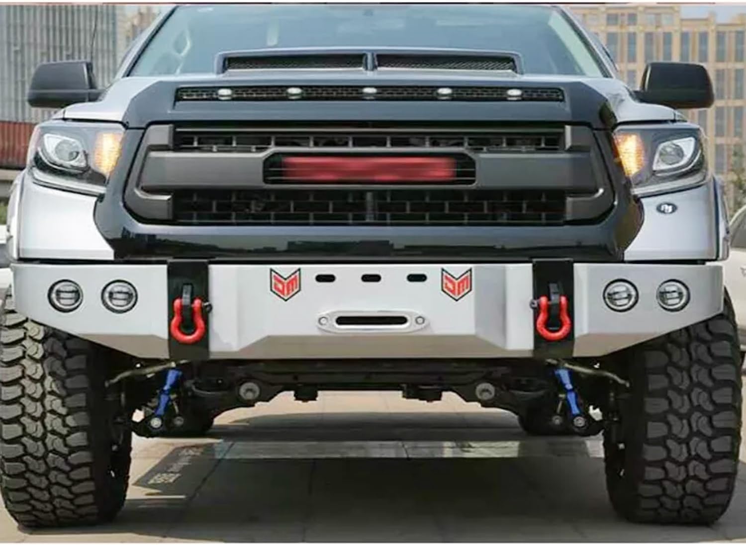 MUCO Grille Grills Front Hood Bumper-Gloss Black Grille Cover for Tundra 2014 2015 2016 2017 Mesh Style Front Grille Gloss Black