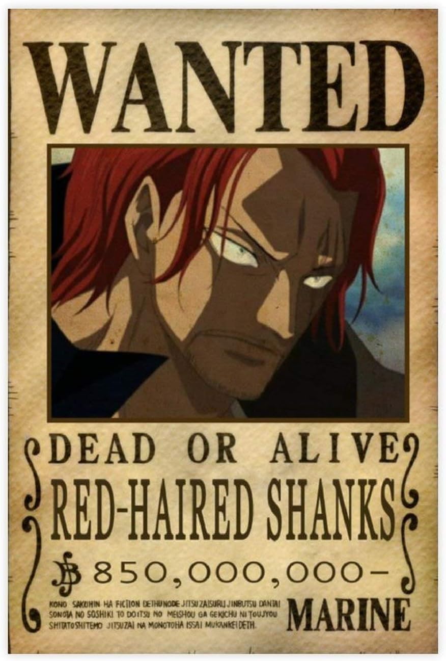 Amazon Com Creative Anime Poster One Piece Shanks 1 Canvas Poster Wall Art Decor Print Picture Paintings For Living Room Bedroom Decoration Frame 12 18inch 30 45cm Posters Prints