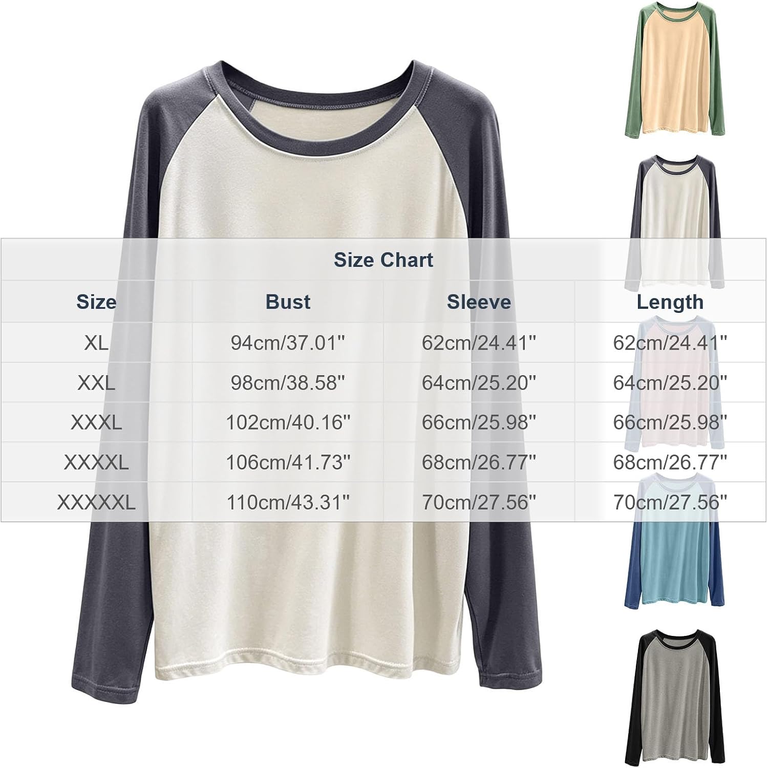 Womens Raglan Long Sleeve Crew Neck Shirts Color Block Tops | Breathable Soft Knit Fabric, Contrast Sleeve Design with Regular Fit, Ideal for Athletic Loungewear Daily Casual Outfits