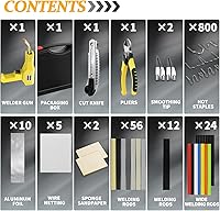 Vista 17 de Soldador de plástico de 220 W, kit de soldadura de plástico, reparación de parachoques de automóvil, 1000 grapas calientes y 92 piezas, 7 tipos