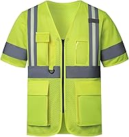 Vista 28 de Chalecos de seguridad reflectantes verdes A-SAFETY, talla 3XL