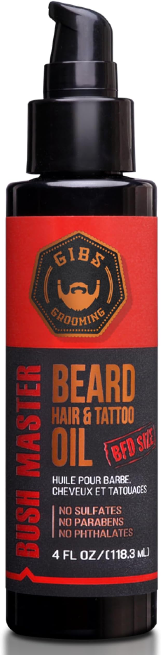 GIBS Beard, Hair & Tattoo Oil - Softens & Strengthens Beard Growth, Moisturizes Skin (4 Scents, 2 Sizes)