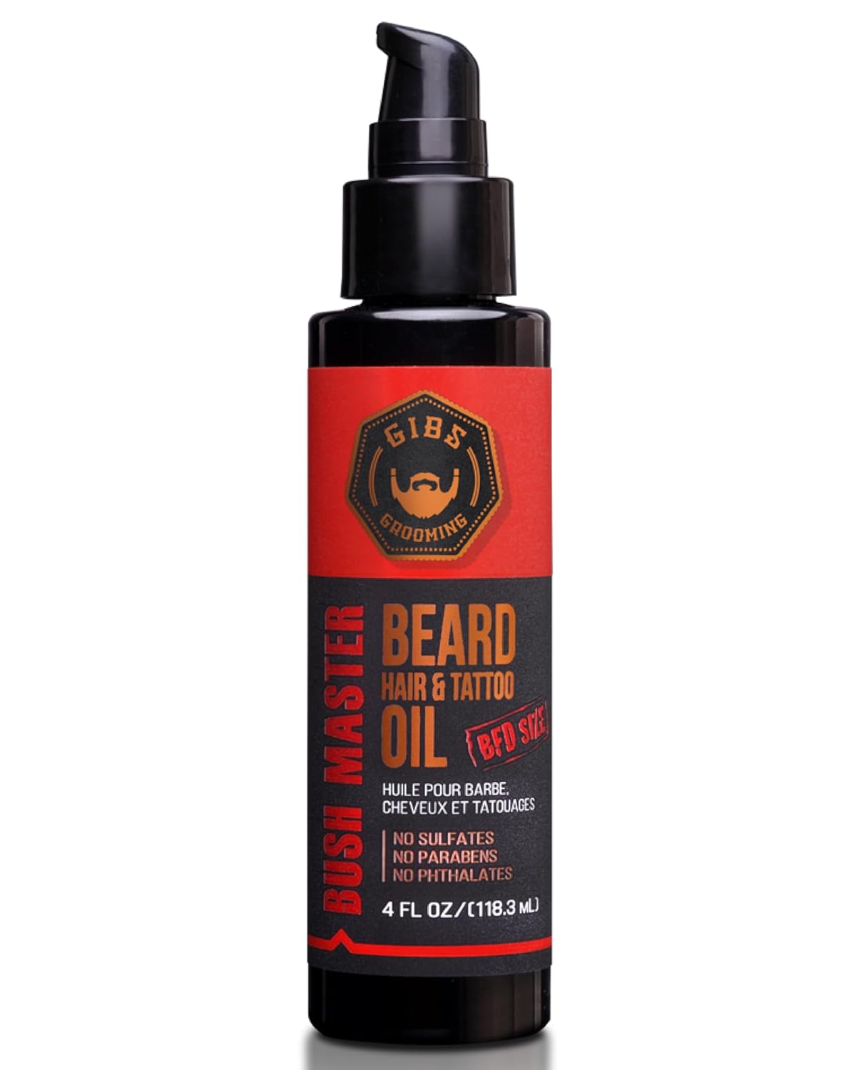 GIBS Beard, Hair & Tattoo Oil - Softens & Strengthens Beard Growth, Moisturizes Skin (4 Scents, 2 Sizes)