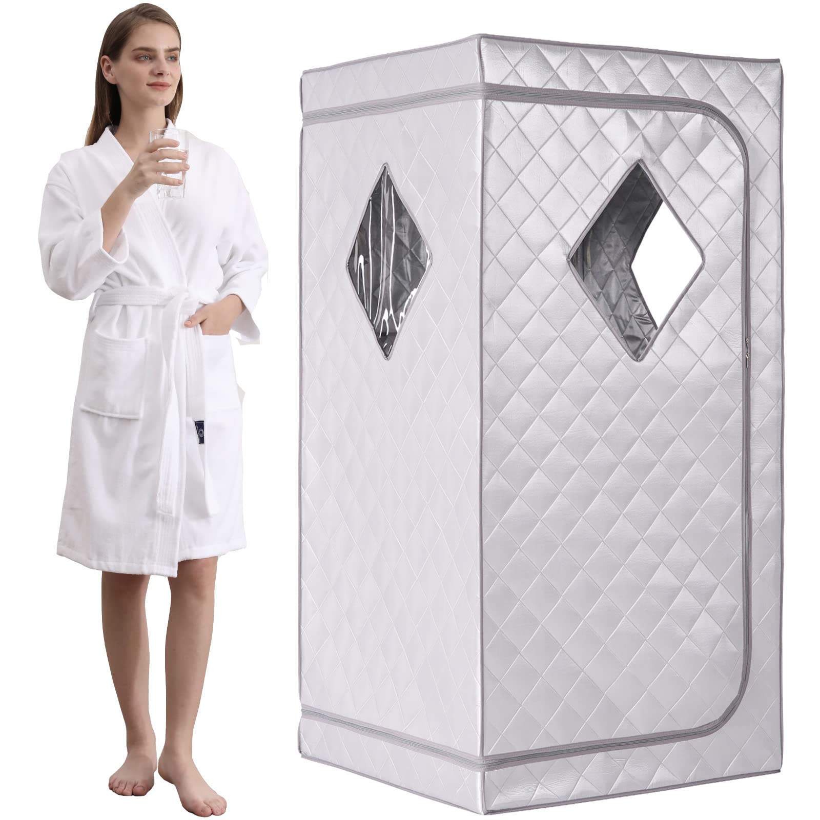 Full Size Portable Infrared Sauna Tent | Home Spa w/ Heating Foot Pad & Reading Light (Black)