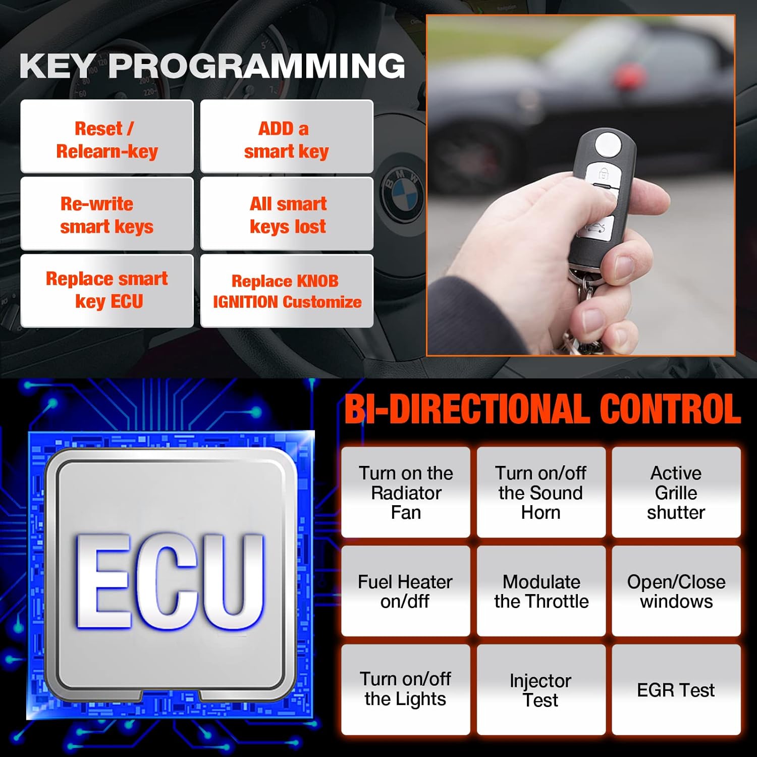 2023 Elite LAUNCH BMW All System Bidirectional Scan Tool, BMW OBD2 Scanner Code Reader with All Services, ECU Coding, Key Programming, AUTOVIN, BMW Battery Registration Tool, Lifetime Free Upgrade : Automotive