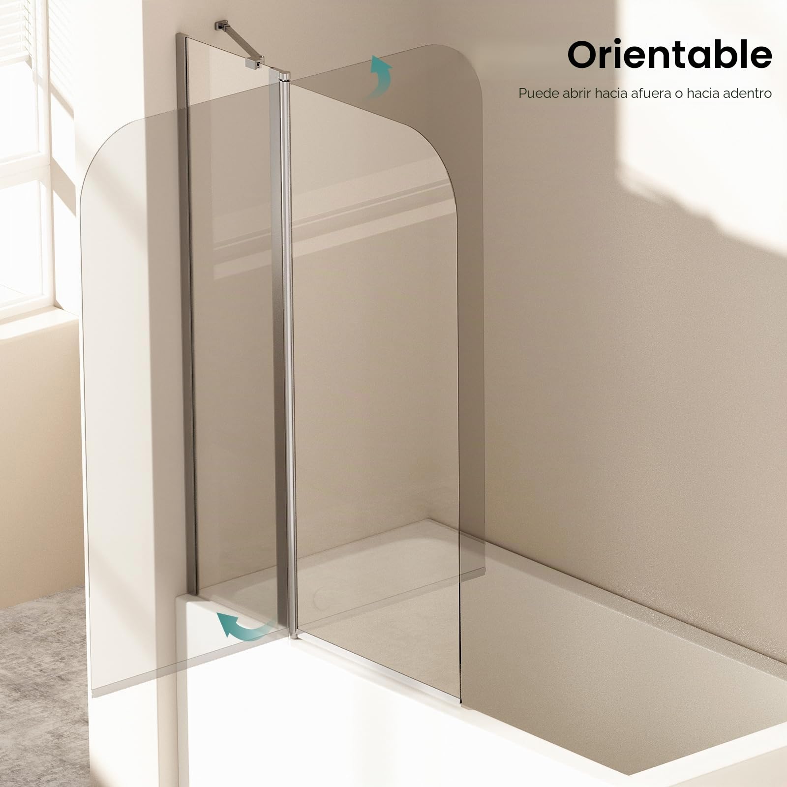 EMKE Mampara de ducha para bañera de 100 x 140 cm, color negro, 1 pieza, plegable, con cristal templado de seguridad de 6 mm, accesorio para bañera, pared plegable, mampara de ducha de cristal